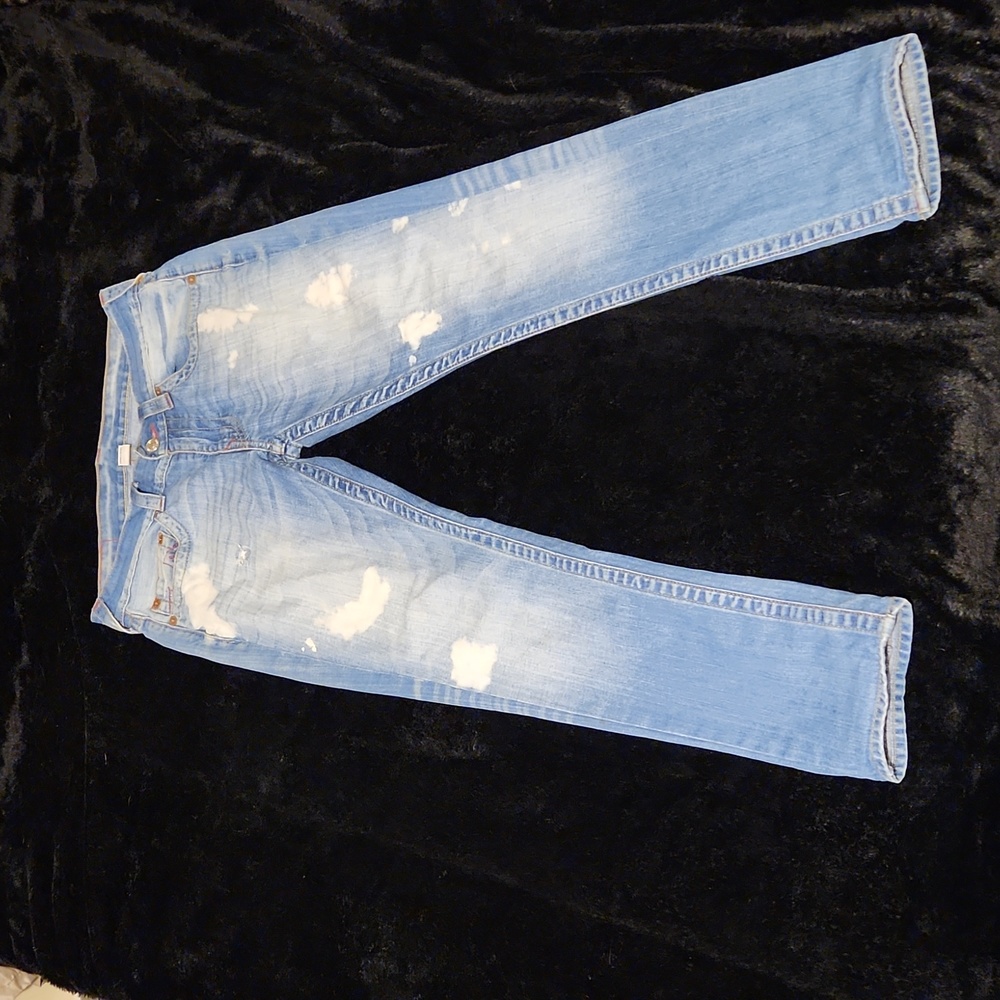True Religion Acid Wash Light Blue Fade Slim Relaxed Fit Denim Jeans
